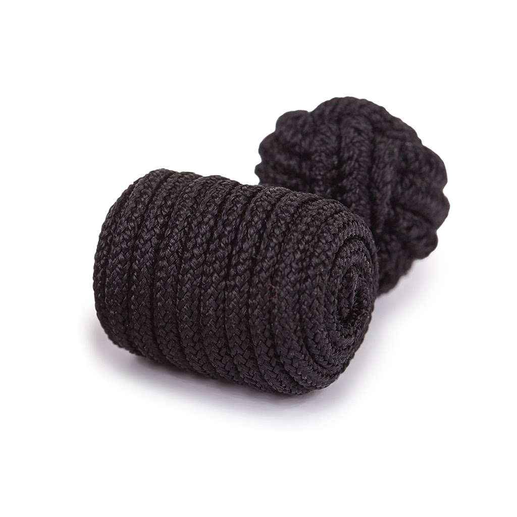 Black & White Barrel Silk Knot Cufflinks 