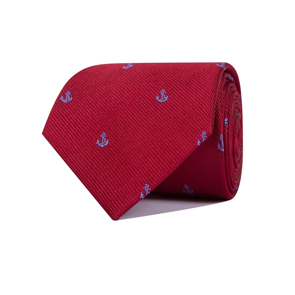 Audaz Grande impresión Corbata de seda roja anclas Gift shop, accessories and antiques.