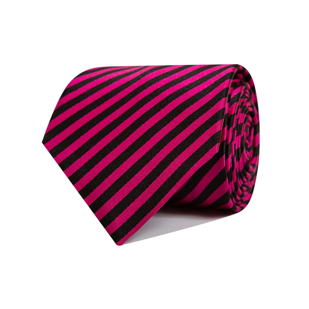 Corbata rayas fucsia y negra cufflinks, silk and braces online shop.