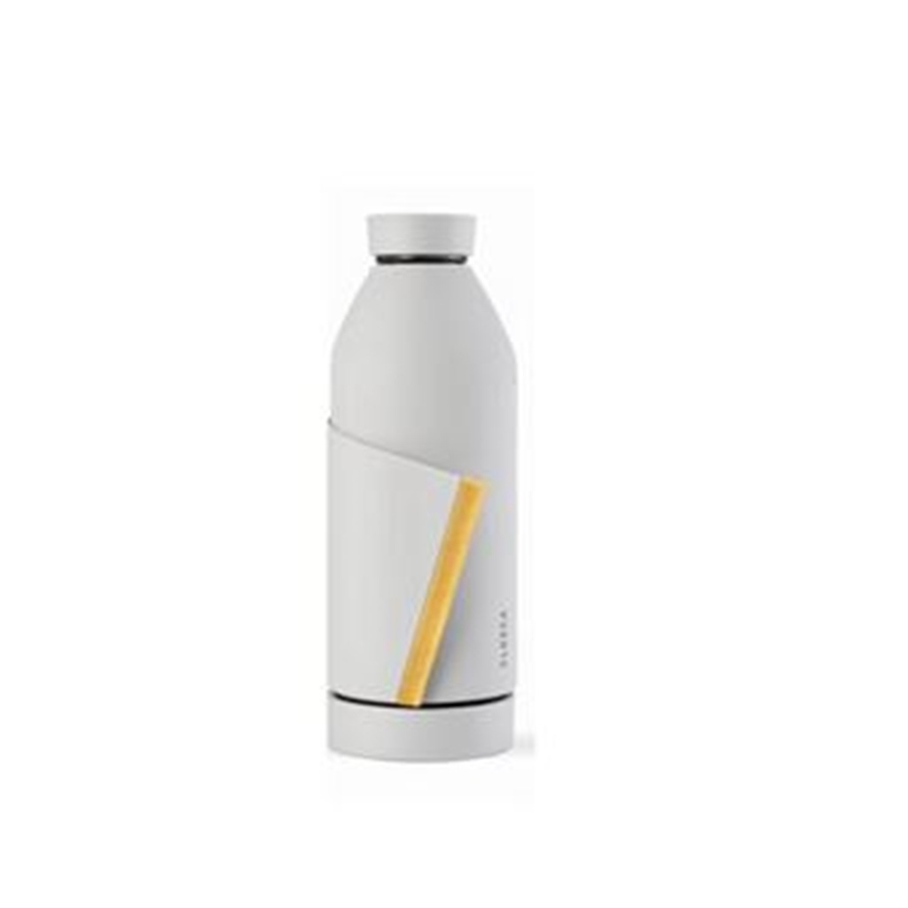 Botella reutilizable 420 ml negra y banda amarilla