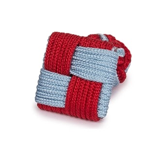 SQUARE SILK KNOT CUFFLINKS BLUE AND RED  COLOR