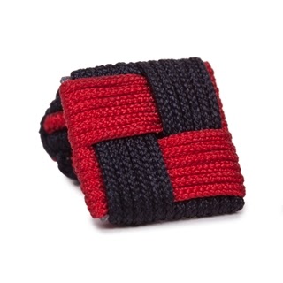 SQUARE SILK KNOT CUFFLINKS BLACK AND RED