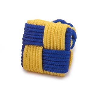 SQUARE SILK KNOT CUFFLINKS YELLOW AND BLUE