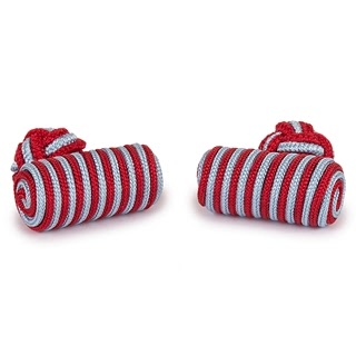 BARREL SILK KNOT CUFFLINKS SKY BLUE AND RED COLOR