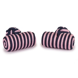 BARREL SILK KNOT CUFFLINKS PINK AND BLUE COLOR