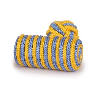 BARREL SILK KNOT CUFFLINKS YELLOW AND BLUE COLOR