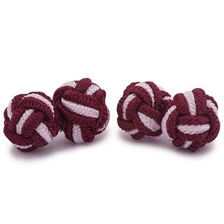 RAYON KNOT CUFFLINKS BORDEAUX AND PINK COLORS