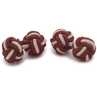 RAYON KNOT CUFFLINKS BEIGE AND BROWN COLORS