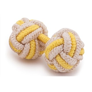 RAYON KNOT CUFFLINKS BEIGE AND YELLOW COLORS
