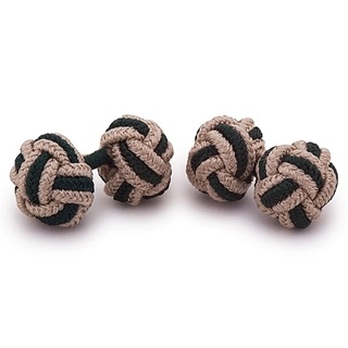 RAYON KNOT CUFFLINKS BEIGE AND GREEN COLORS