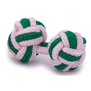 RAYON KNOT CUFFLINKS PINK AND GREEN COLORS