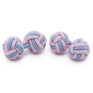 RAYON KNOT CUFFLINKS PINK AND BLUE COLORS