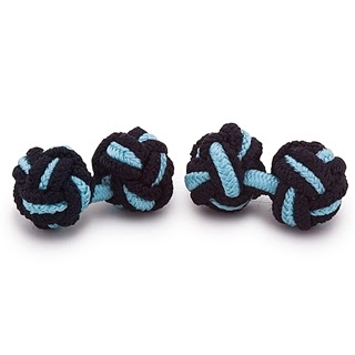 RAYON KNOT CUFFLINKS BLACK AND BLUE COLORS