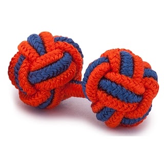 RAYON KNOT CUFFLINKS ORANGE AND BLUE COLORS