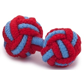 RAYON KNOT CUFFLINKS RED AND BLUE COLORS