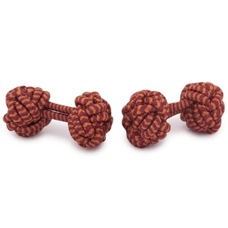 RAYON KNOT CUFFLINKS BROWN AND BURGUNDY COLORS