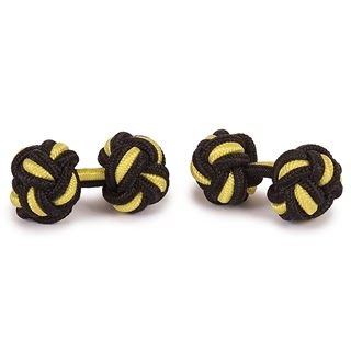 SILK KNOT CUFFLINKS YELLOW AND BLACK COLOR