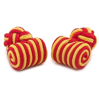 BARREL SILK KNOT CUFFLINKS YELLOW AND RED COLORS