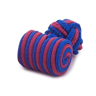 BARREL SILK KNOT CUFFLINKS RED AND BLUE COLORS