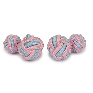 SILK KNOT CUFFLINKS BLUE AND PINK COLOR