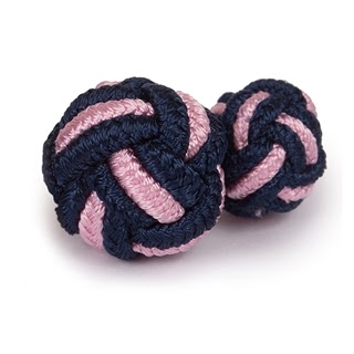 SILK KNOT CUFFLINKS PINK AND BLUE COLOR