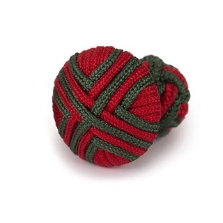 BUTTON SILK KNOT CUFFLINKS RED AND GREEN COLOR
