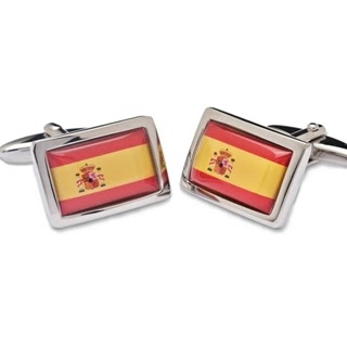 BOUTONS DE MANCHETTE DRAPEAU ESPAGNOL ENCADRÉ