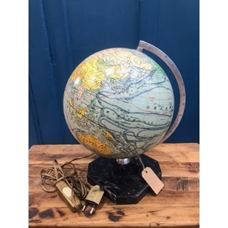 Globo Terráqueo Francés  J. Forrest con base Mármol