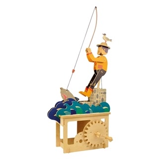 Maqueta de Madera  Autómata con Movimiento Mecánico Good Fishing