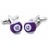 F308-12 · Boutons de manchette boule billard 12 · Violet et Blanc · 17,90€