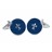 F488-02 · Boutons de manchette avec la fleur-de-lis bleu · Bleu et Argenté · 23,90€