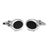P079-00-NEW · Gemelos Ovalados de Piedra Onyx · Negro y Plateado · 19,90€