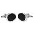 P079-ONYX · Boutons de manchette en pierre d'onyx ovale · Noir et Argenté · 19,90€