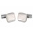 P107-MOP · Boutons de manchette pierre carrés · Argenté et Blanc · 19,90€