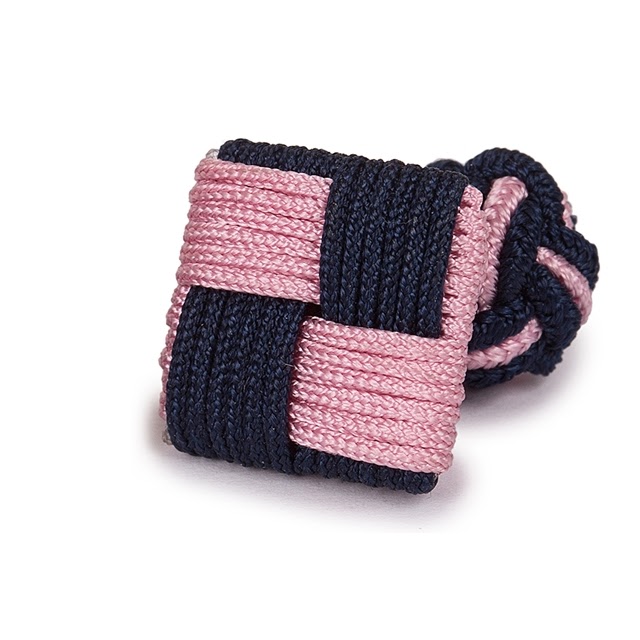 SQUARE SILK KNOT CUFFLINKS BLUE AND PINK COLOR