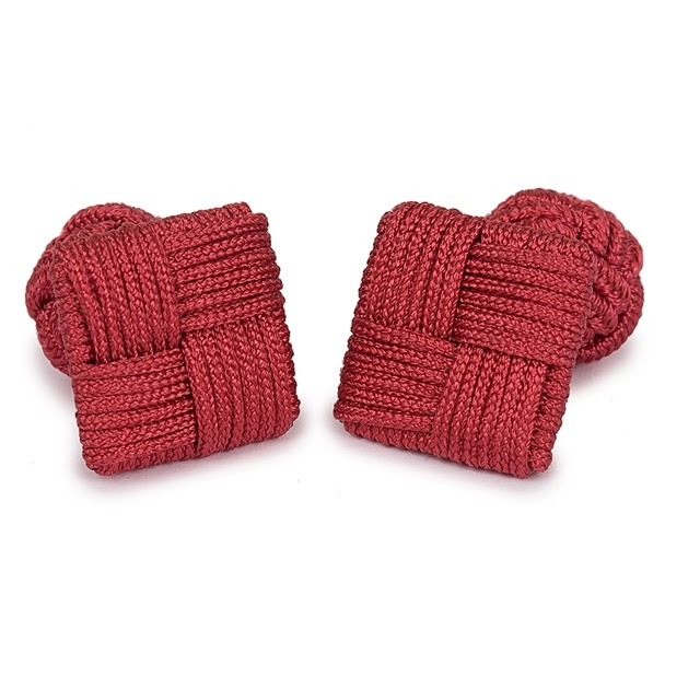 SQUARE SILK KNOT CUFFLINKS RED  COLOR