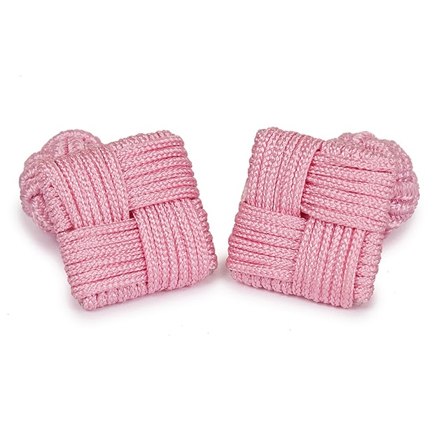 SQUARE SILK KNOT CUFFLINKS PINK  COLOR