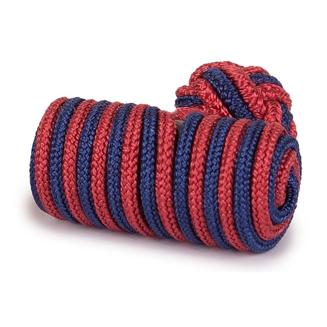 BARREL SILK KNOT CUFFLINKS BLUE AND RED COLOR