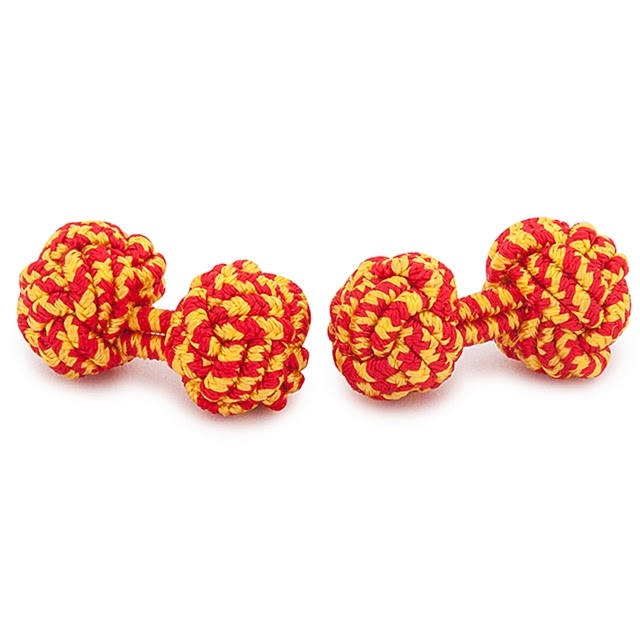 RAYON KNOT CUFFLINKS  RED AND YELLOW COLORS