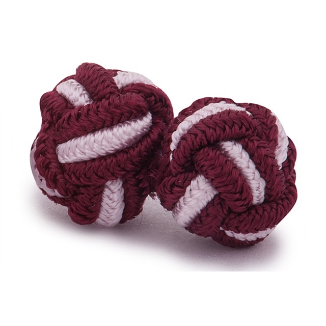 RAYON KNOT CUFFLINKS BORDEAUX AND PINK COLORS