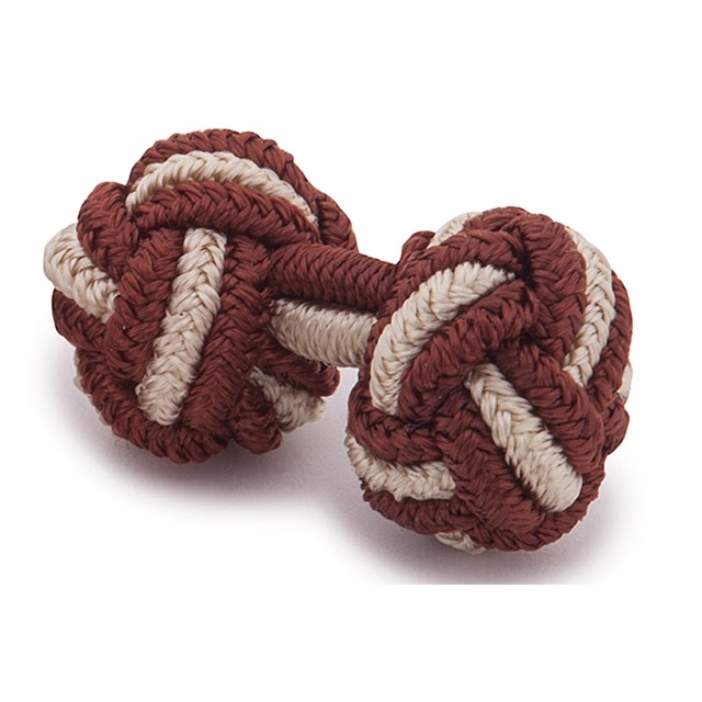 RAYON KNOT CUFFLINKS BEIGE AND BROWN COLORS