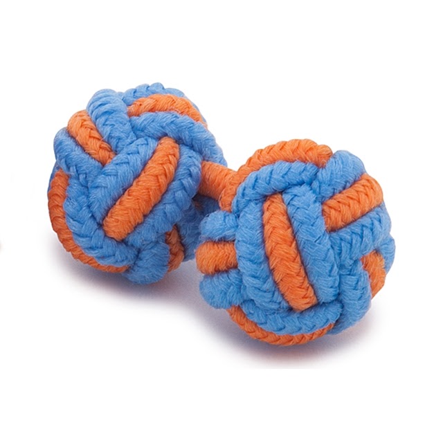 RAYON KNOT CUFFLINKS BLUE AND ORANGE COLORS