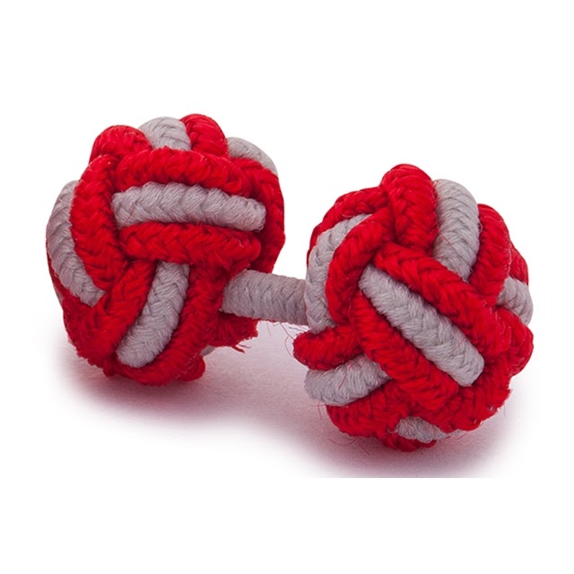 RAYON KNOT CUFFLINKS RED AND GRAY COLORS
