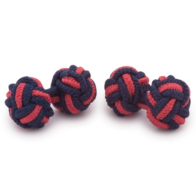 RAYON KNOT CUFFLINKS RED AND BLUE COLORS