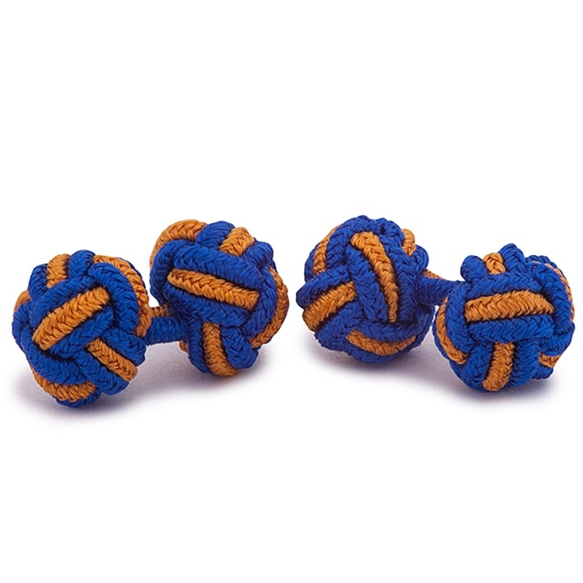 RAYON KNOT CUFFLINKS YELLOW AND BLUE COLORS