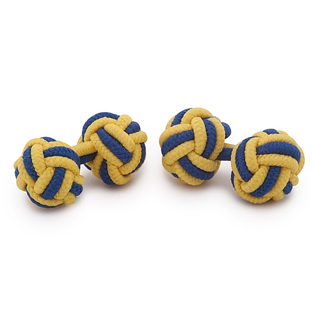 RAYON KNOT CUFFLINKS YELLOW AND BLUE COLORS