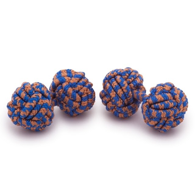 RAYON KNOT CUFFLINKS BROWN AND BLUE COLORS