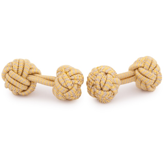 RAYON KNOT CUFFLINKS YELLOW AND BEIGE COLORS