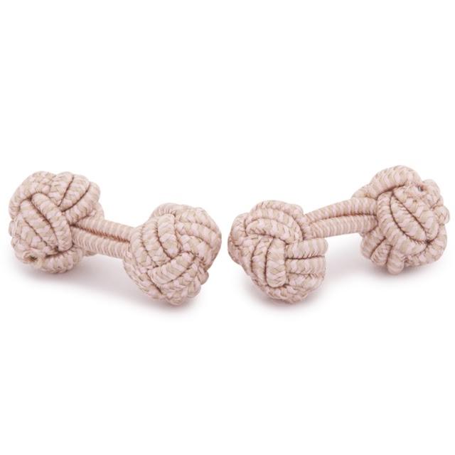 RAYON KNOT CUFFLINKS PINK AND BEIGE COLORS