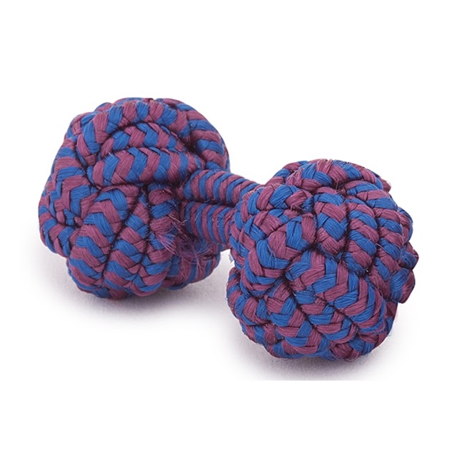 RAYON KNOT CUFFLINKS BLUE AND BURGUNDY COLORS